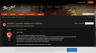 
                            9. NCSOFT Launcher Update error E02018 - Support: Spieler helfen ...