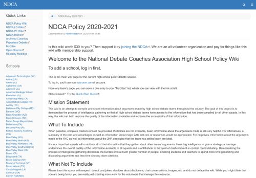 
                            13. NDCA Policy Wiki - National Debate Coaches Association