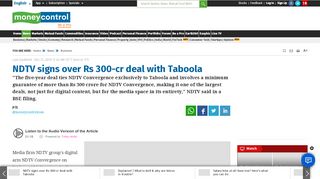 
                            11. NDTV signs over Rs 300-cr deal with Taboola - Moneycontrol.com