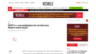 
                            8. NDTV's e-com marketplace for art discovery Mojarto raises $445K ...