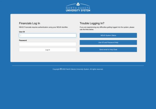 
                            10. NDUS Financials - Log In - North Dakota University System
