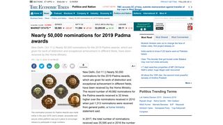 
                            7. Nearly 50,000 nominations for 2019 Padma awards - The Economic ...