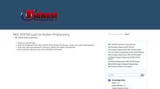 
                            5. NEC SV8100 Login for System Programming – Welcome to the ...