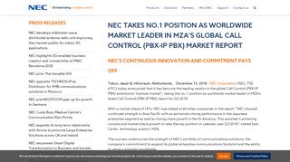 
                            8. NEC takes no 1 position as worldwide market leader in MZA s Global ...