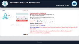 
                            7. Necmettin Erbakan Üniversitesi -> Öğrenci Bilgi Sistemi
