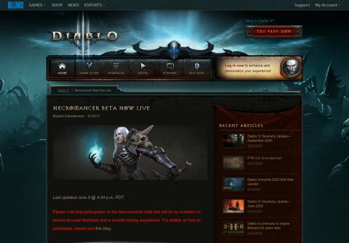 
                            10. Necromancer Beta Now Live - Diablo III