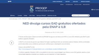 
                            12. NED divulga cursos EAD gratuitos ofertados pela ENAP e ILB - UFSM