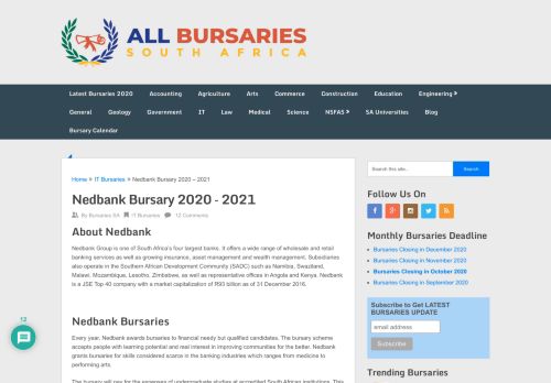 
                            4. Nedbank Bursary 2019 - 2020 – All Bursaries South Africa