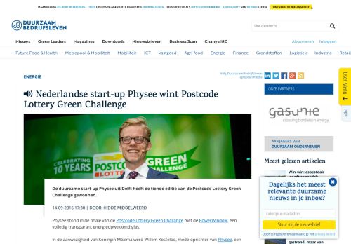 
                            12. Nederlandse Physee wint Postcode Lottery Green Challenge