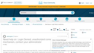 
                            3. Need help on: Login Denied, unauthorize... - Cisco Community