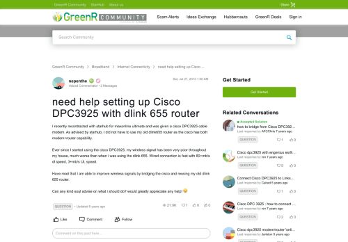 
                            11. need help setting up Cisco DPC3925 with dlink 655 ... - StarHub ...