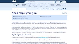 
                            2. Need help signing in? | Training Support Site | RYA - Royal Yachting ...