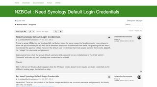 
                            2. Need Synology Default Login Credentials - NZBGet Forum