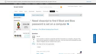 
                            11. Need vbsscript to find if Boot and Bios password is set on a ...