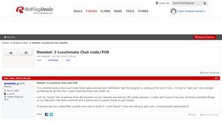 
                            4. Needed: 2 Lunchmate Club code/PIN - RedFlagDeals.com Forums