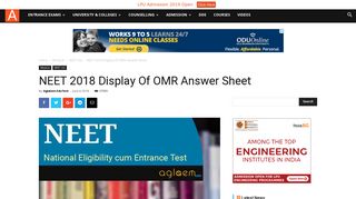 
                            3. NEET 2018 Display Of OMR Answer Sheet | AglaSem Admission