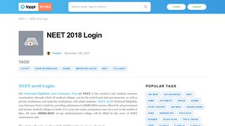 
                            13. NEET 2018 Login, Important Dates, Syllabus and Much More - Toppr