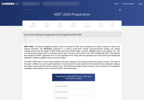 
                            12. NEET 2019 - Application form, exam pattern and eligibility - Entrance360