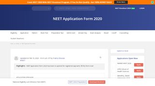 
                            8. NEET Application Form 2019, Registration - Closed! - Medicine