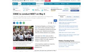 
                            10. NEET: CBSE to conduct NEET on May 6 - The Economic Times