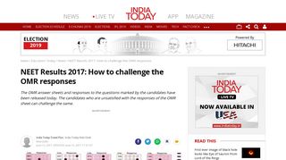
                            9. NEET Results 2017: How to challenge the OMR responses - India Today