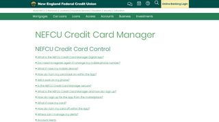 
                            8. NEFCU Credit Card Control FAQs