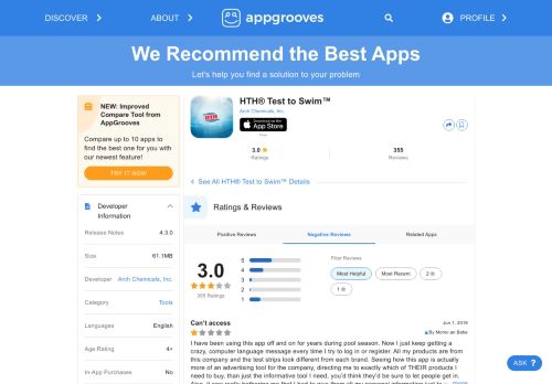 
                            12. Negative Reviews: hth® Test to Swim® water testing app - by HTH ...