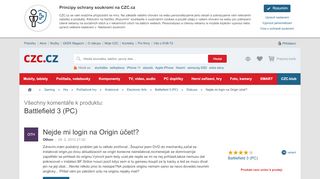 
                            8. Nejde mi login na Origin ůčet!? - Battlefield 3 (PC) - Diskuze | CZC.cz