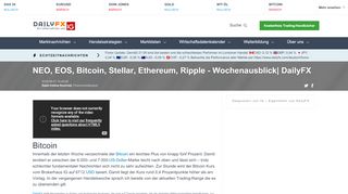 
                            12. NEO, EOS, Bitcoin, Stellar, Ethereum, Ripple - Wochenausblick| DailyFX