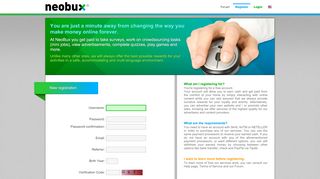 
                            2. NeoBux - Registration