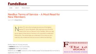 
                            11. NeoBux Terms of Service - A Must Read for New Members - FundsBase