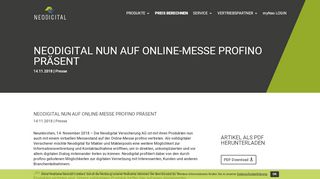 
                            12. Neodigital nun auf Online-Messe Profino präsent | Neodigital ...