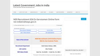 
                            10. NER Recruitment 836 Ex-Servicemen Online form ner.indianrailways ...