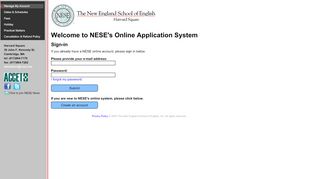 
                            2. NESE's Online Application System - New England School of English