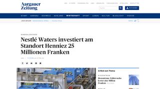 
                            9. Nestlé Waters investiert am Standort Henniez 25 Millionen Franken ...