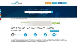 
                            10. NET 9 ONLINE HATHWAY PRIVATE LIMITED - Company, directors ...