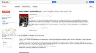 
                            11. Net Crimes & Misdemeanors: Outmaneuvering Web Spammers, Stalkers, ...