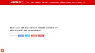 
                            10. NET e Claro hdtv disponibilizam o acesso ao CN GO, TNT GO e ...