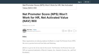 
                            4. Net Promoter Score (NPS) won't work for HR, Net Activated Value ...