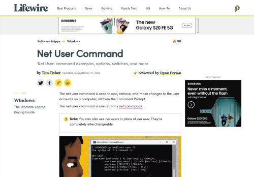 
                            1. Net User Command (Examples, Options, Switches, & More) - Lifewire