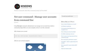 
                            4. Net user command : Manage user accounts from command line