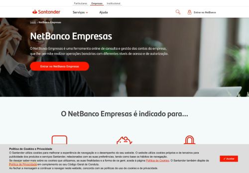 
                            7. NetBanco Empresas - Transferências bancárias e Cartões Santander