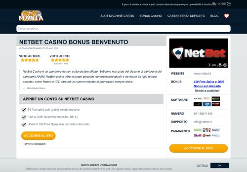 
                            10. NetBet Casino | Ricevi 20 Free Spins & 200€ Bonus!