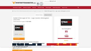 
                            9. NetBet Erfahrungen & Test - Login, Quoten, Wettangebot und Limits