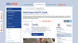 
                            12. NetCologne NetTV Tarife - Basis-Paket, HD-Option oder NetTV Go