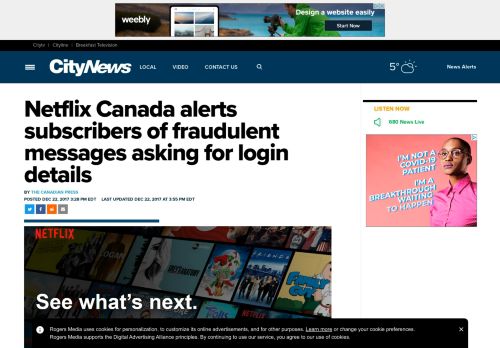 
                            7. Netflix Canada alerts subscribers of fraudulent messages asking for ...