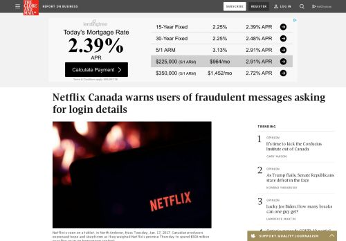 
                            12. Netflix Canada warns users of fraudulent messages asking for login ...