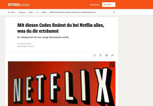 
                            6. Netflix Codes: Mit dieser Tabelle erstöberst du bei Netflix jedes Genre ...