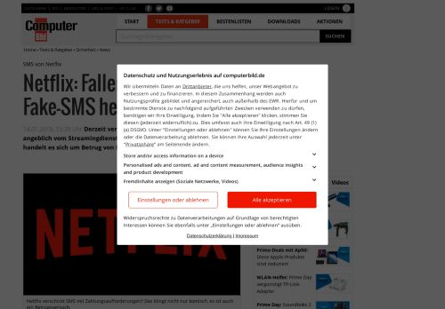 
                            7. Netflix: Fallen Sie nicht auf diese Fake-SMS herein! - COMPUTER BILD