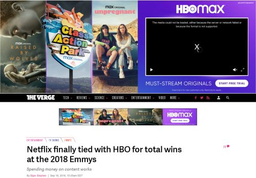 
                            12. Netflix finally tied with HBO for total wins at the 2018 Emmys - The Verge